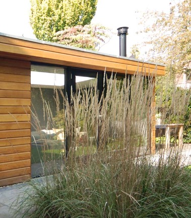 Houten overkapping met glazen schuifdeuren Nijmegen
